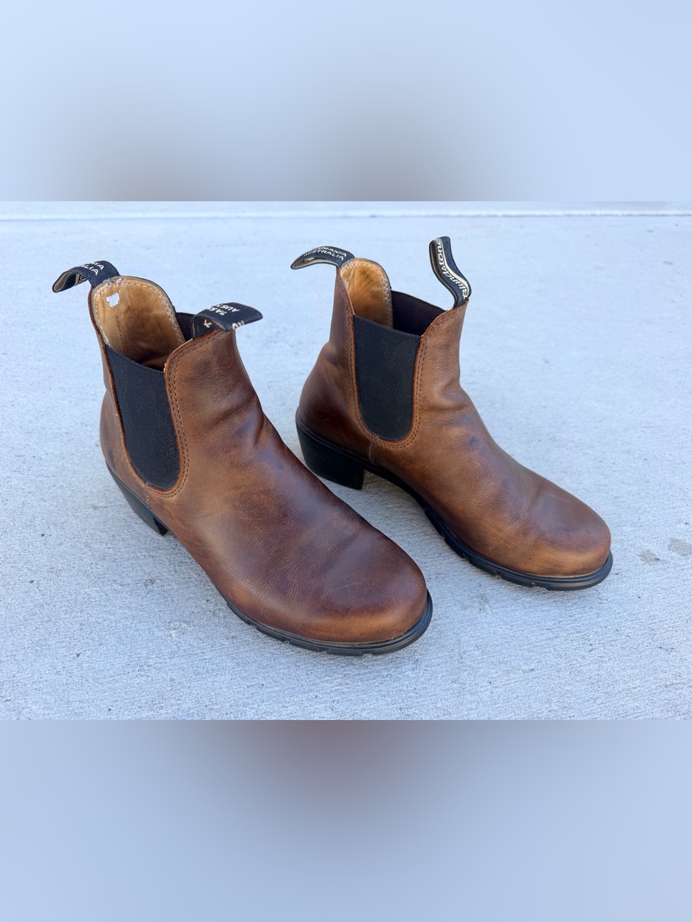 Blundstone 1673 Heeled Chelsea Boots Antique Brown Leather Women's US 8.5 AU 5.5